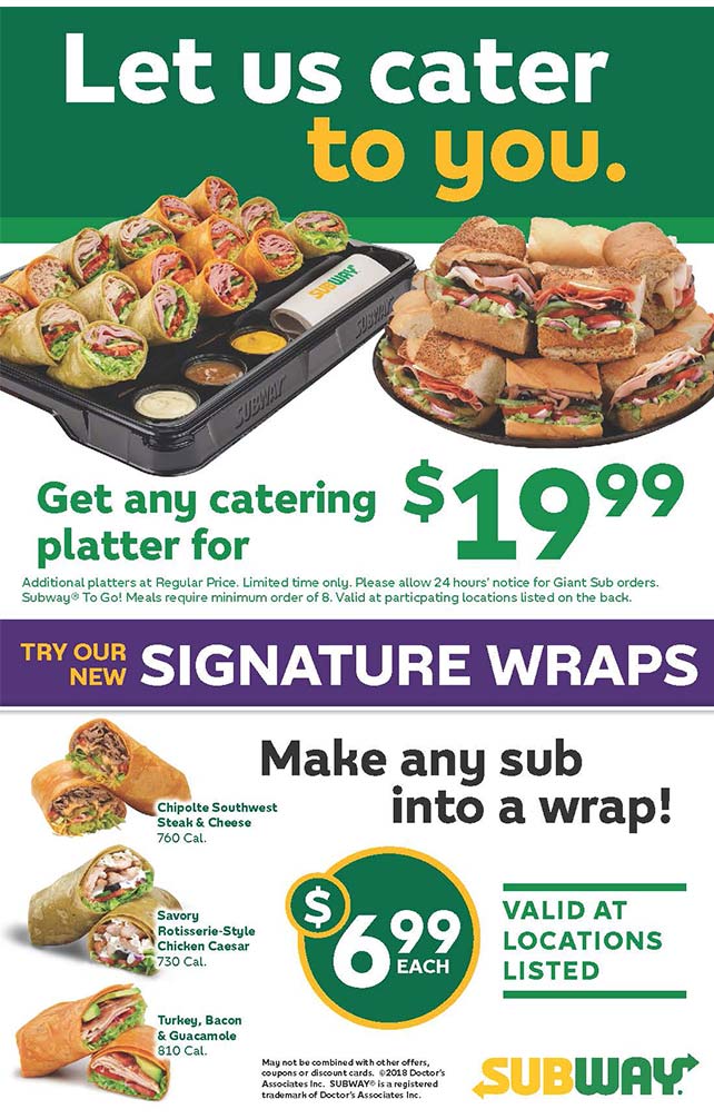 Subway Let Us Cater To You Bag Stuffer Page 1
