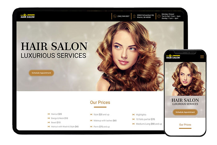 Luxurious Hair Salon Website